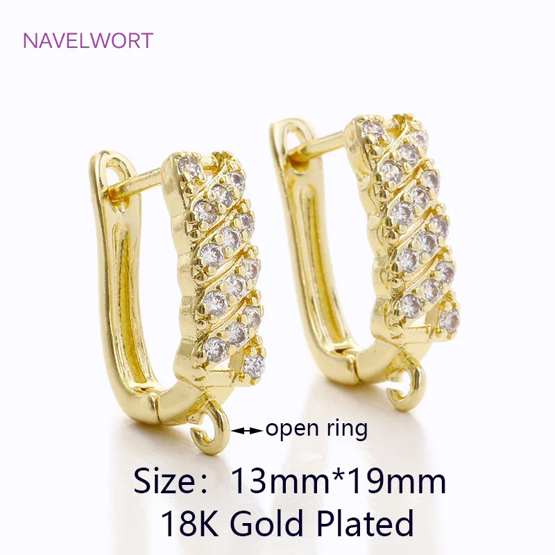 DIY Kreative Verschluss Earwire 18K Gold Überzogene Zirkon Ohrring Haken Verschlüsse Natur Shell Ohrring Verschlüsse Zubehör Großhandel – Detail 21