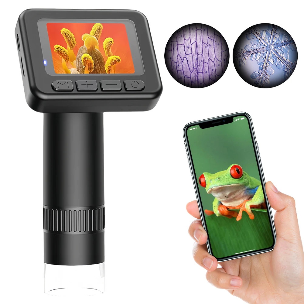 50-1000X High Definition Magnifying Glass Handheld HD Digital Microscope 2 Inch LCD Screen for Biological Observe Skin Detection