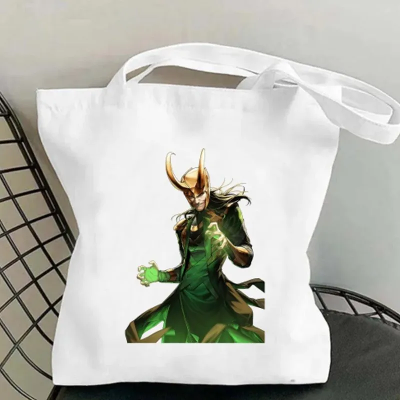 BEAST KINGDOM L-Loki Movie Women Shoulder Bags Casual Handbag Tote Bag Large Capacity Cotton Shopping Bag