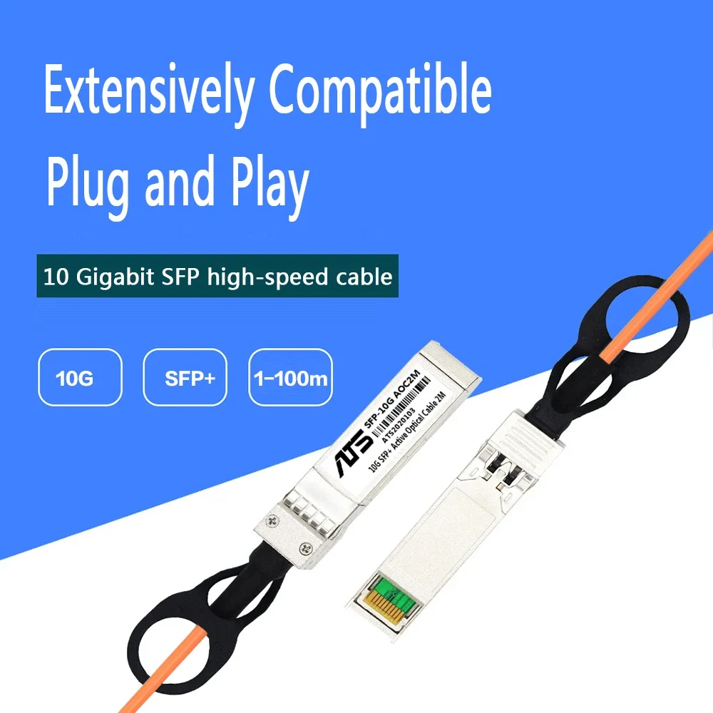 كابل بصري نشط 10G AOC OM2 SFP+ إلى SFP+ 10GBASE ألياف بصرية لمفتاح Cisco وMikroTik وUbiquiti... إلخ
