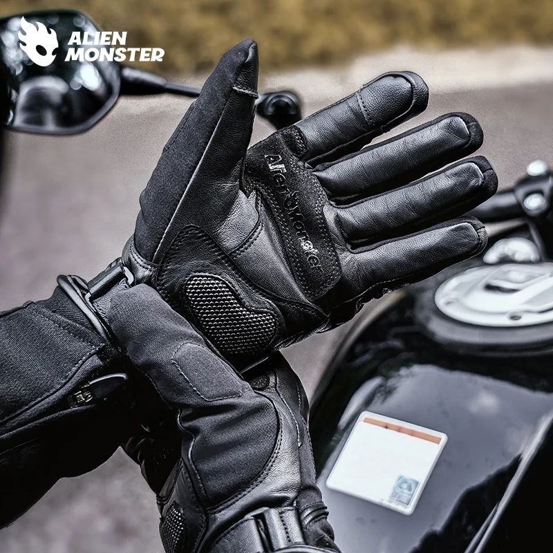 

Зимние мотоциклетные перчатки для мужчин и женщин, ветрозащитные термостойкие перчатки для верховой езды из натуральной кожи с сенсорным экраном, защита суставов