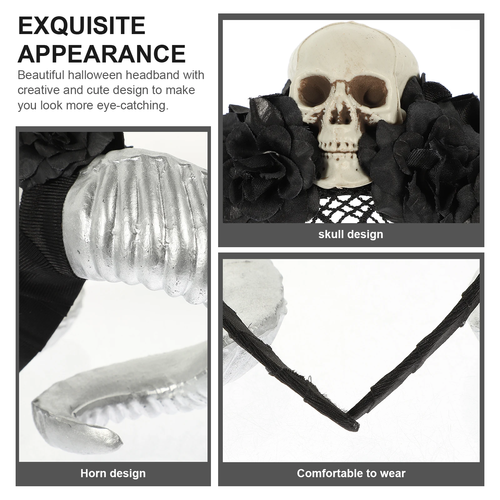 

Halloween Headdress Sheep Horns Hair Band Gothic Headband Horns Prop Costume Cloth Accessories DIY Hair Decoration