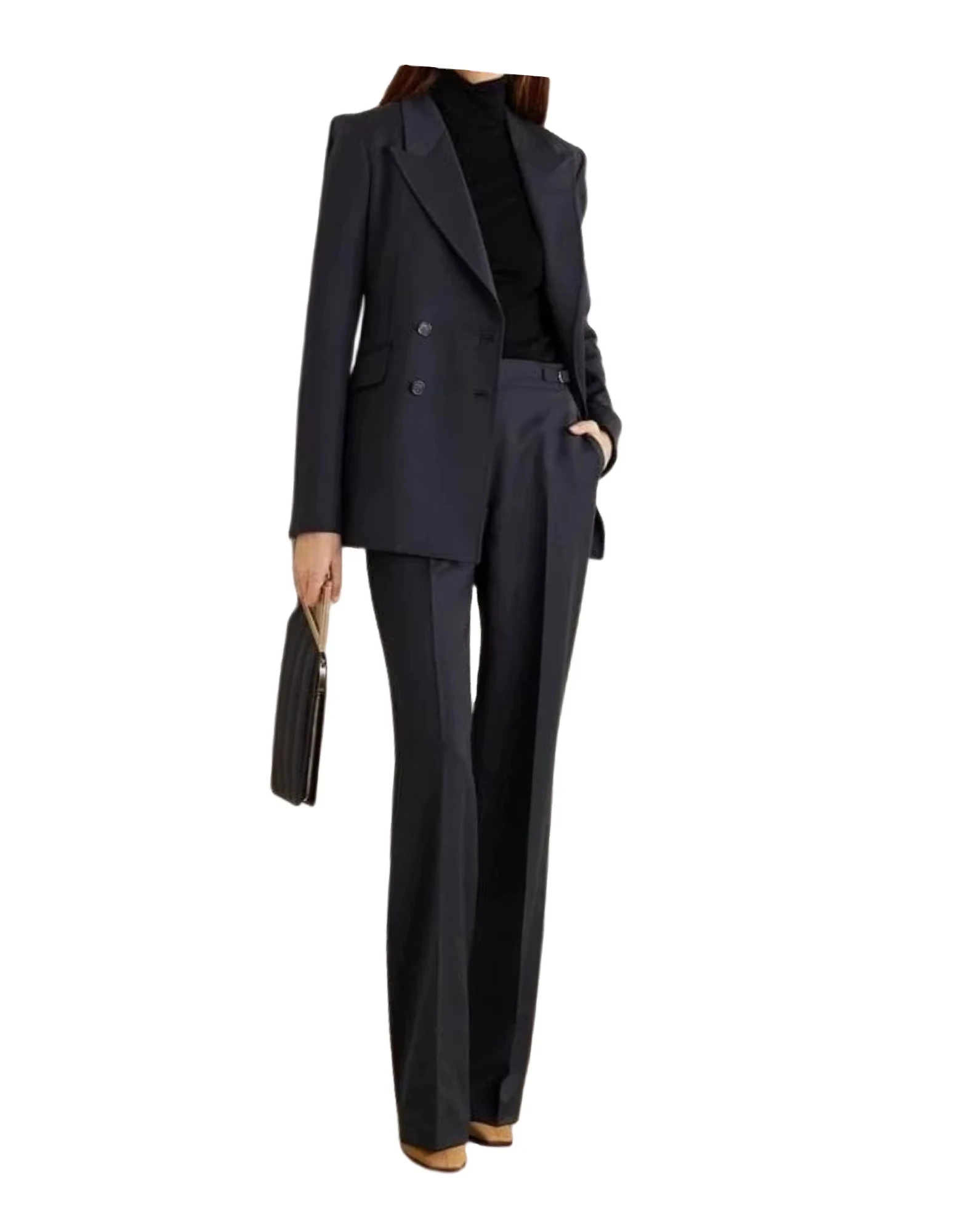 Women's Dresses Suit Gowns Elegant Peaked Lapel Splice Jacket Coat And Pants For Female Satin 2 Pieces Suit Customized W56