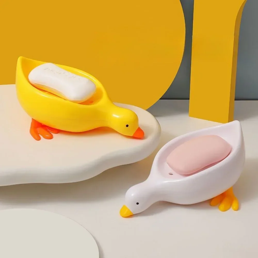 Cute Soap Duck Shaped Soap Box Dish with Drainage Storage Rack, Soap Container Storage Dish, Household Bathroom Accessories