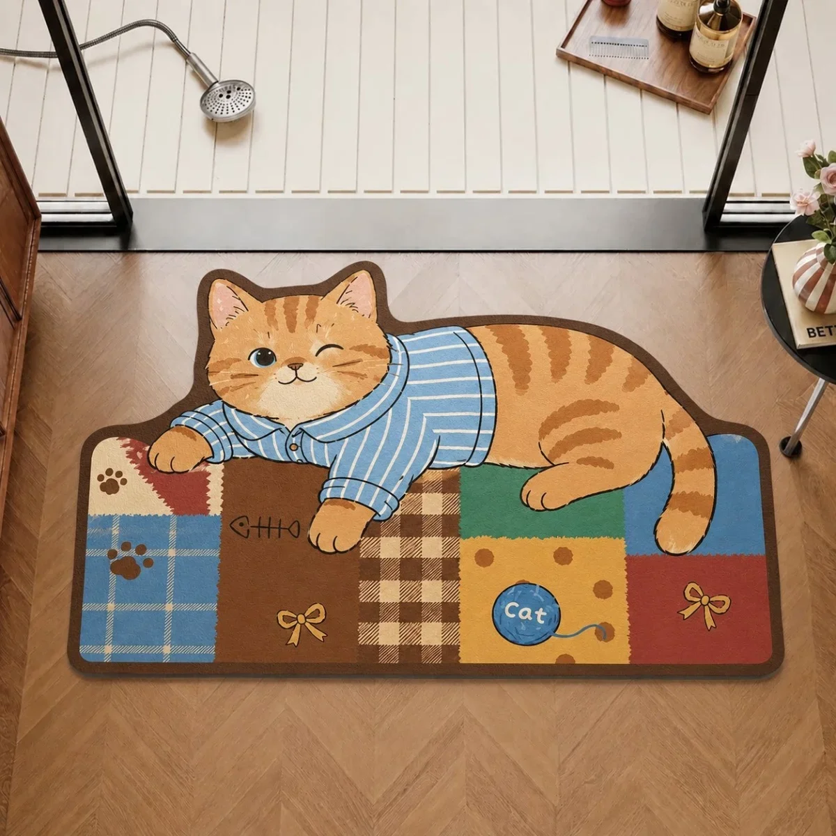 B14LYX  Cat Rug Bath Mat Bathroom Floor Mat Cute Animal Home Decor Kitchen Living Room Novelty Cozy Soft Doormat Best Seller
