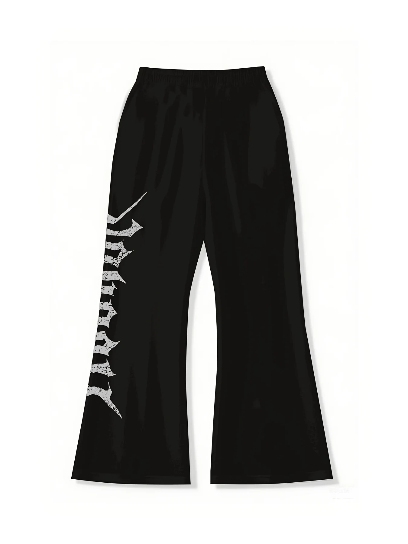 Men'S Black Wide-Leg Pants, Athletic Trousers, Pattern Design, Straight Leg, Perfect for Gothic Style, Carnival