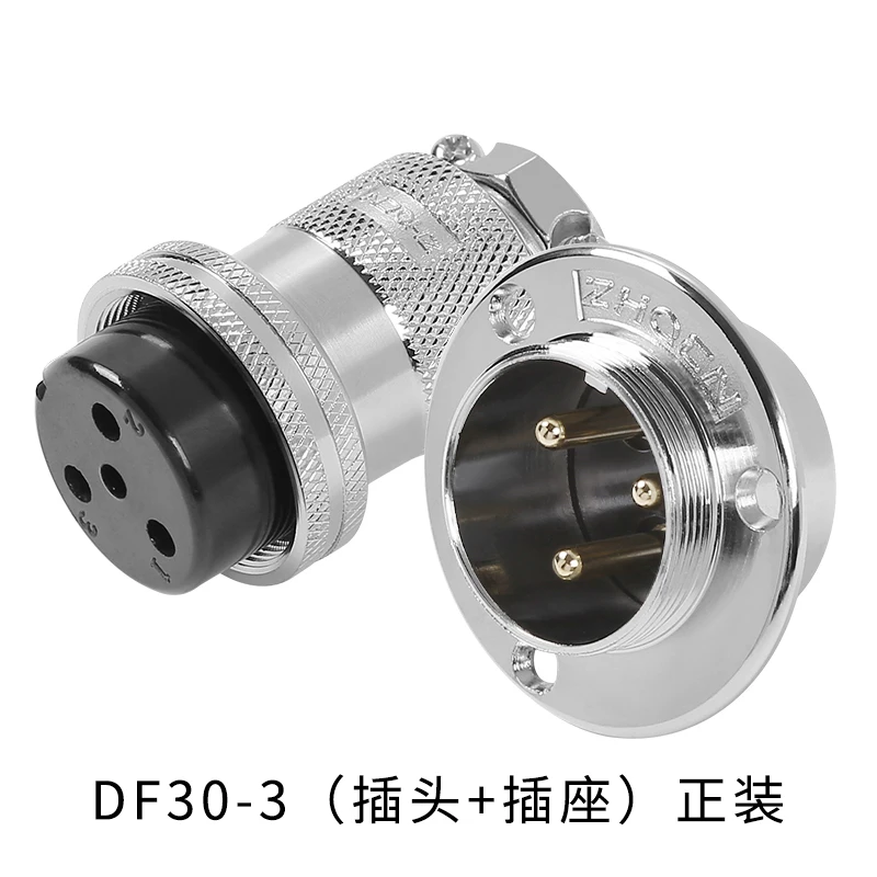 ZHQCN DF30 GX30 30MM Metal 2 3 4 5 6 7 8 10 Pin Industrial IP67 Aviation Plug Socket Automotive Connector PCB Waterproof Adapter