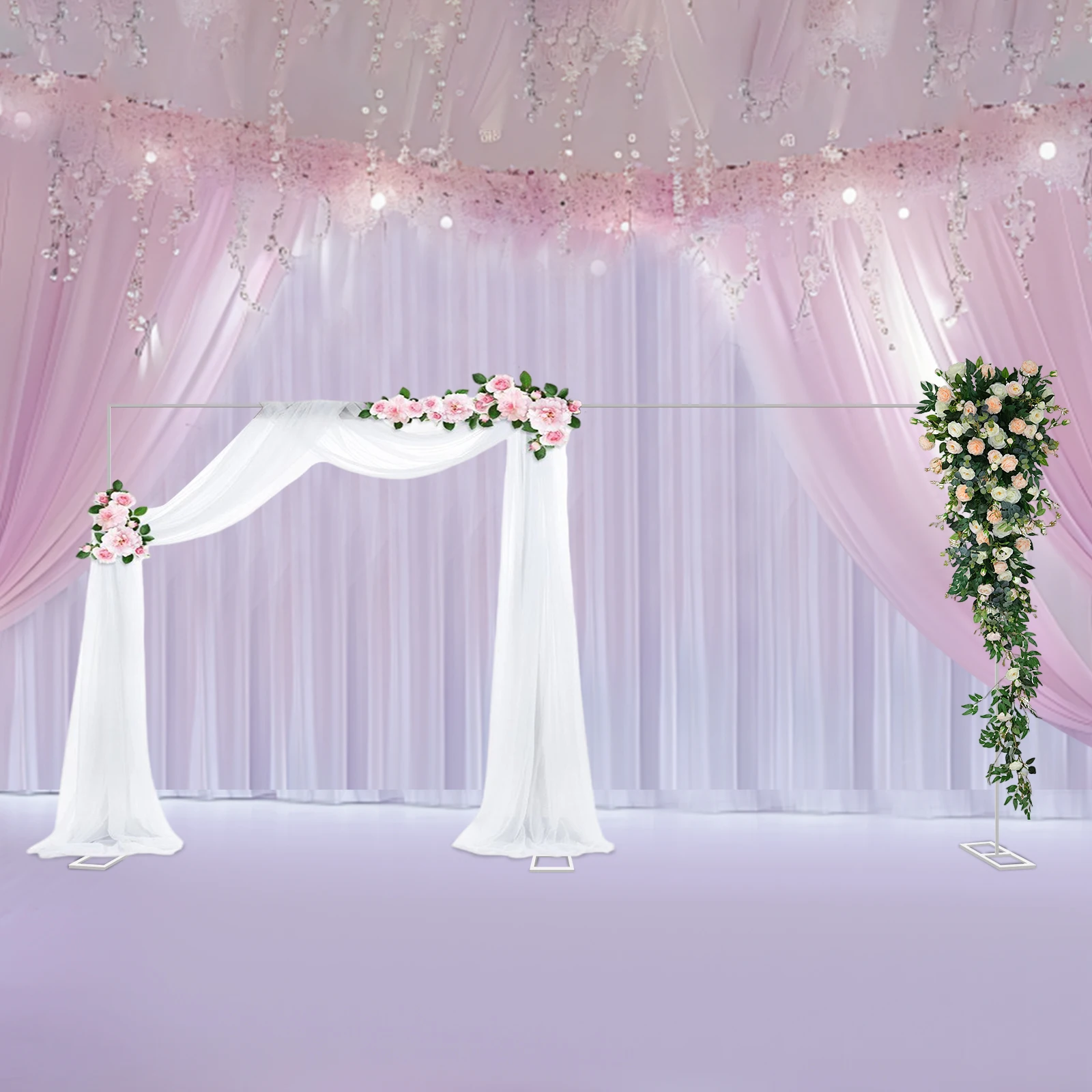 

3 * 6m Silver Square Tube Wedding Bracket Banquet Background Wall Bracket Double Arch Stent