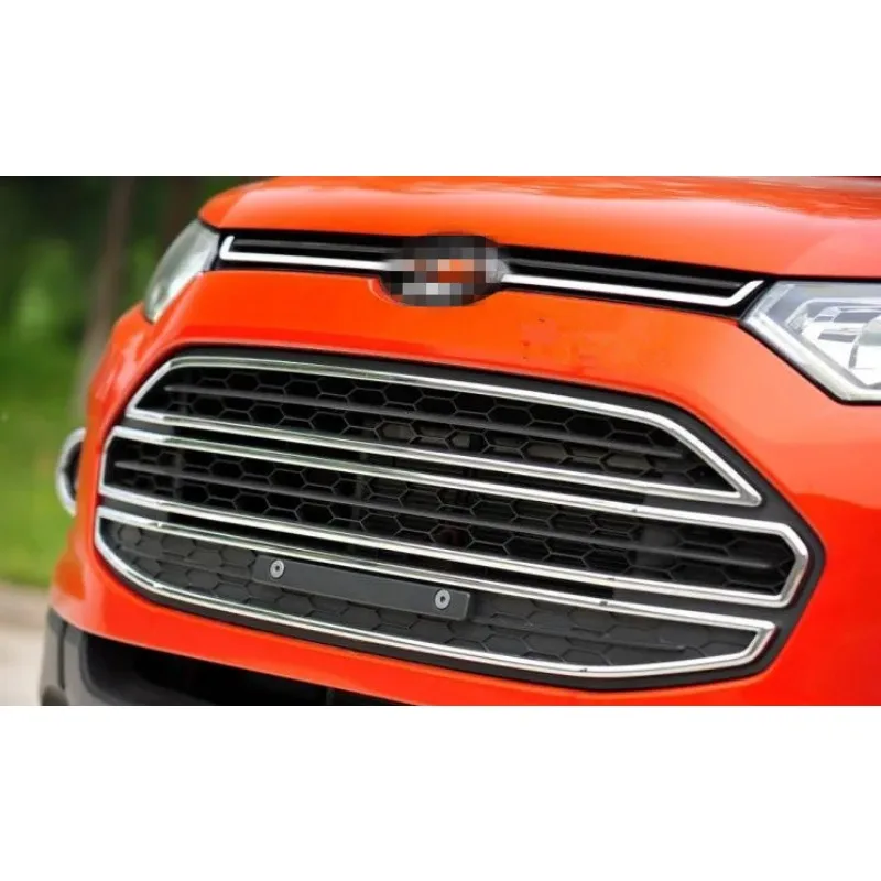 Car styling ABS Chrome Front Grille Around Trim Racing Grills Trim For Ford EcoSport 2013 2014 2015 2016 2017