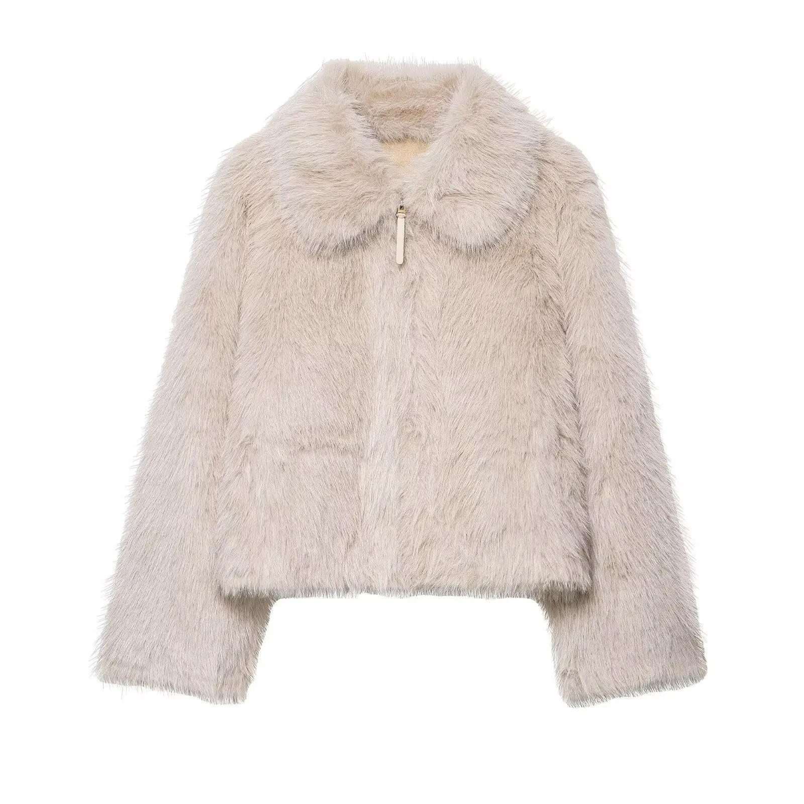 

2025 new women's fluffy jacket winter short artificial wool effect coat Korean lapel casual jacket women's thick warm plush coat