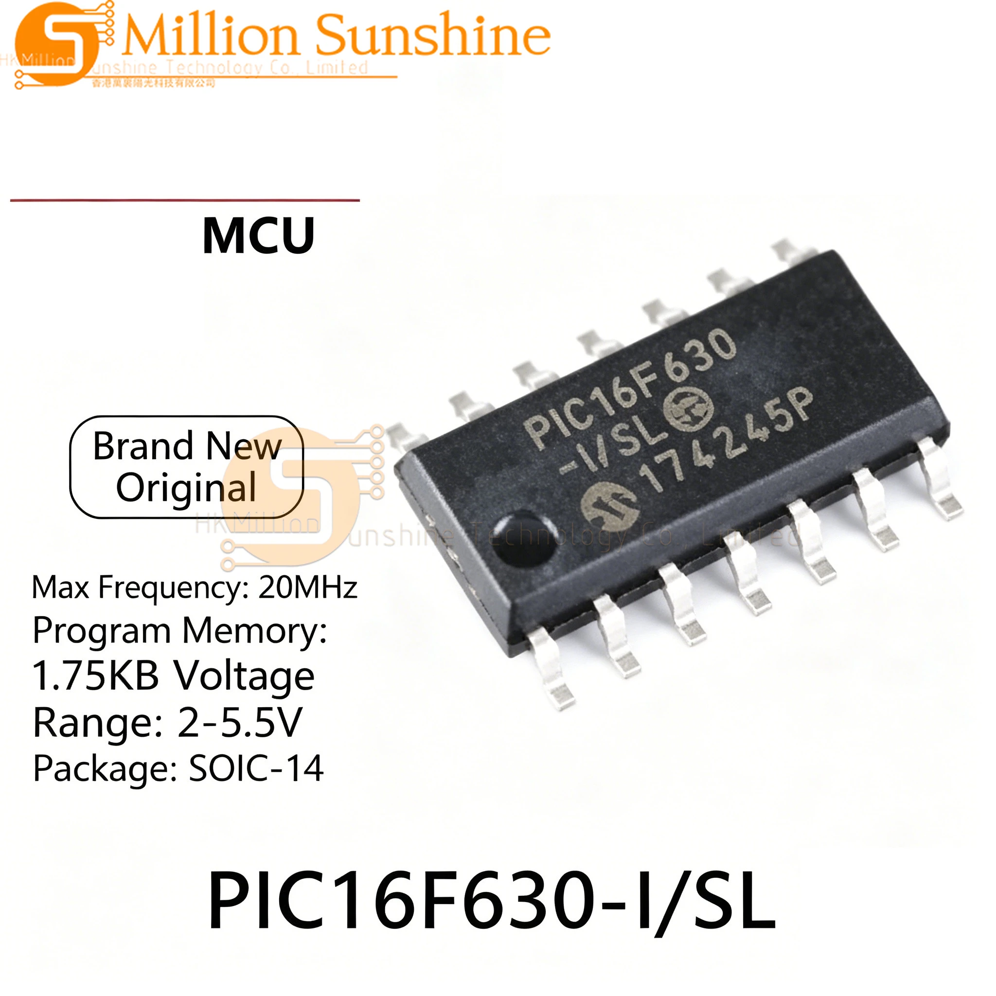 5pcs/10pcs PIC16F630-I/SL PIC16F630 SOP-14  PIC16F630-I/ST TSSOP14 SMD 8-Bit Microcontroller MCU Chip New Original