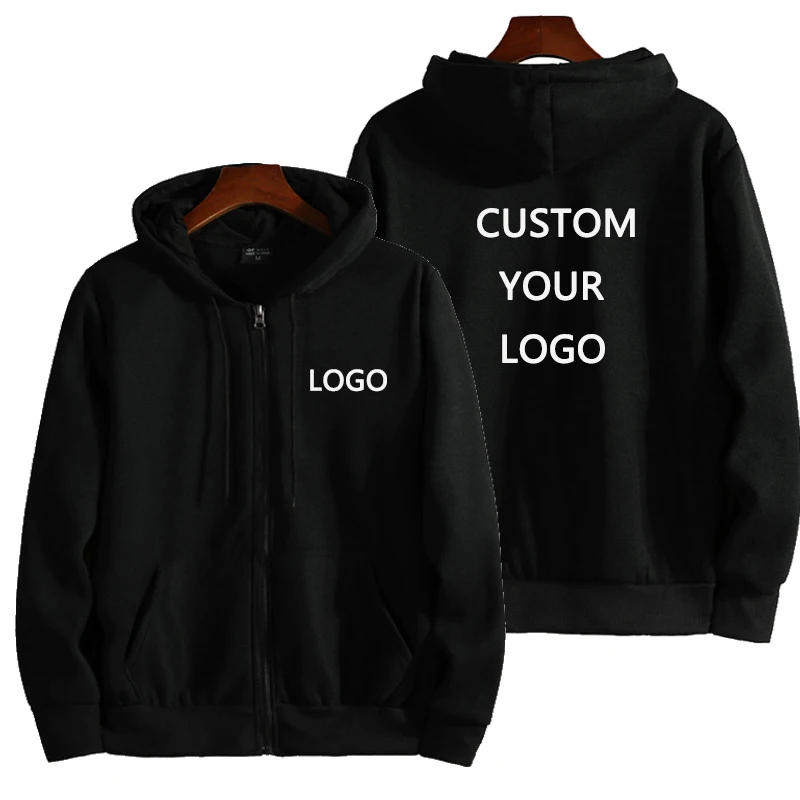 Men\'s and Women\'s Custom Logo Zipper Sweatshirt Jacket Hooded Coat Sweatshirt Long-Sleeved Pullover Jogging Sport Tops