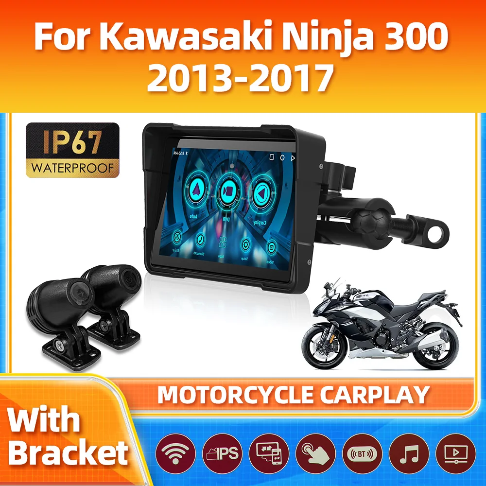 

5 inch Motorcycle Wireless Android Auto Carplay Waterproof Dash Cam GPS Navigation For Kawasaki Ninja 300 2013-2015 2016 2017