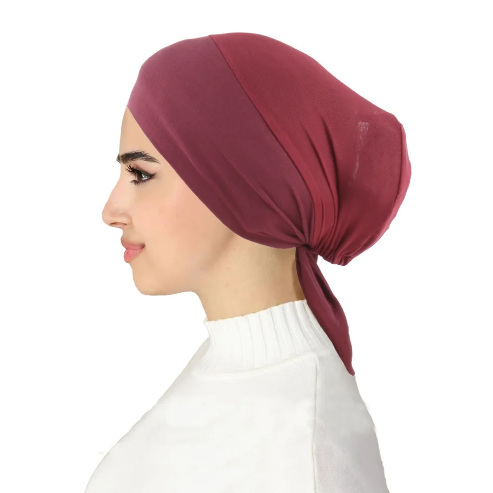Muslimische Frauen Mesh Elastische Krawatte Seil Zurück Innere Hijab Caps Stretch Underscarf Motorhaube Headwrap Hüte Turbante Einstellbare Kopftuch