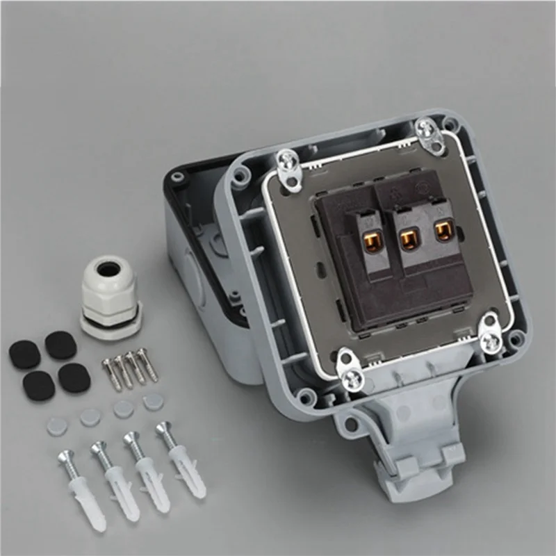 Hot-2X IP66 Outdoor Extension Lead 13A Rainproof Charging Socket Outdoor Socket Box With Independent Switch(UK Plug)