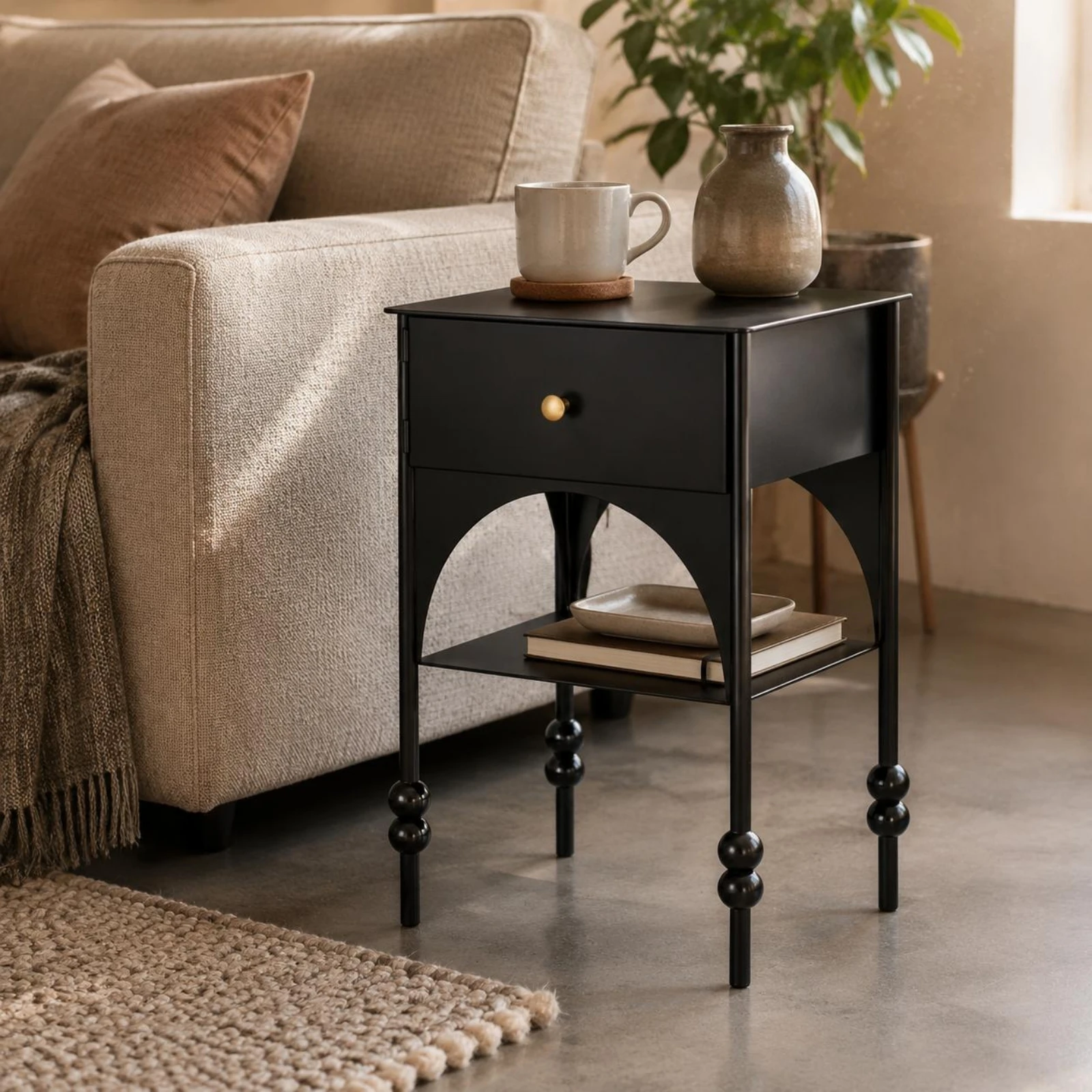 

Niche Pour Chat Mid-century Style Cat House Side Table Space-saving Pet Hideaway for Reading Corner