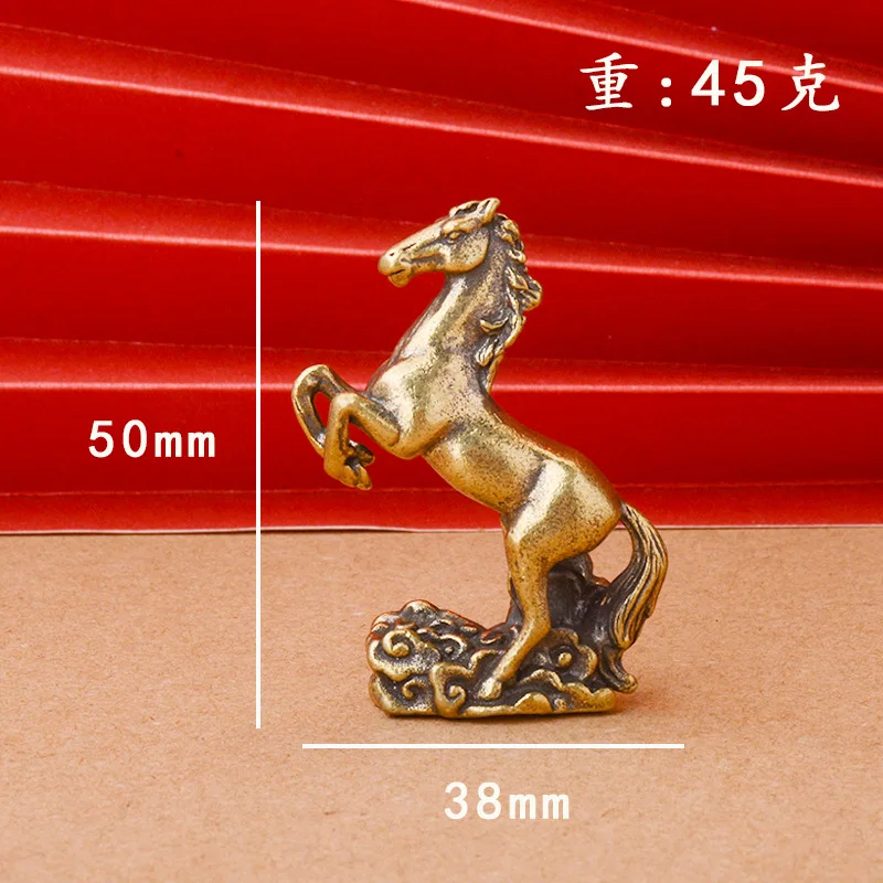 Solid Copper Running Horse Sculpture Ornaments Retro Brass Animal Feng Shui Small Statue Office Desk Home Decorations Figurines