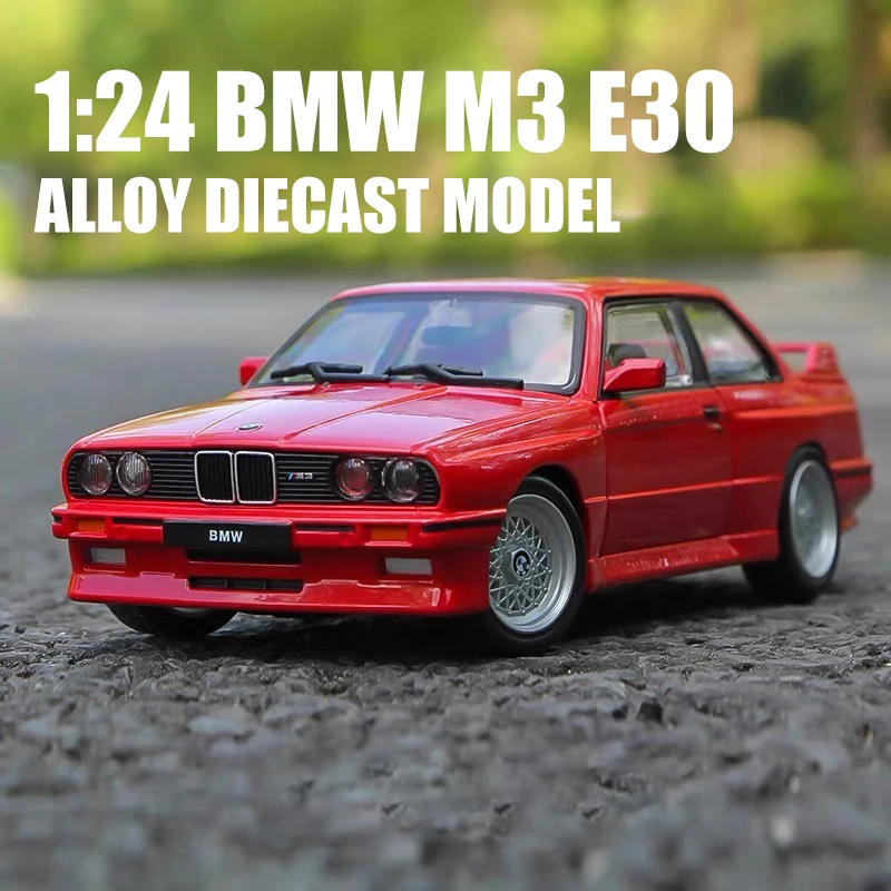 1:24 BMW M3 E30 1988 модель суперкара из сплава игрушечный гоночный автомобиль литый под давлением металлический литье звук и искусственный автомобиль игрушки для детей автомобиль подарки