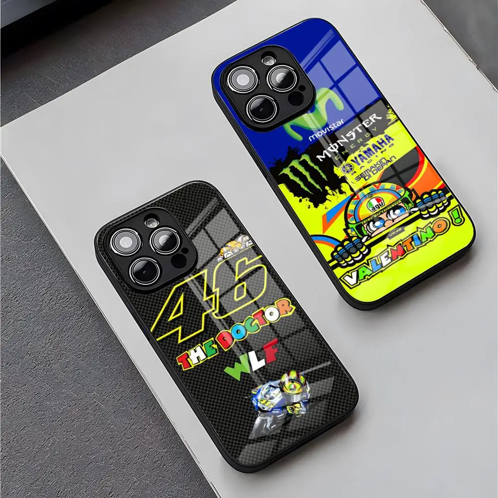 Super Moto Number VR-46 Phone Case for iPhone 15 Pro Max 14 Plus 12 Mini 11 13 X XR XS 8 7 Plus SE Tempered glass Back Cover