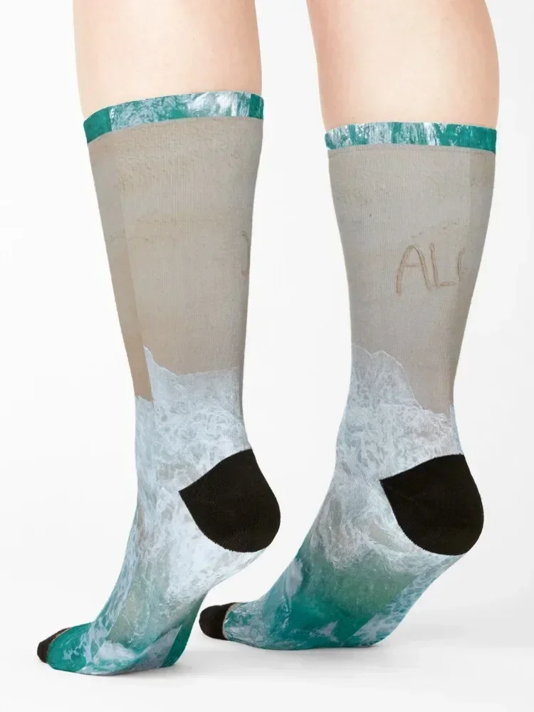 Ocean Blue Shore Waves Socks hip hop halloween short moving stockings Luxury Woman Socks Men's