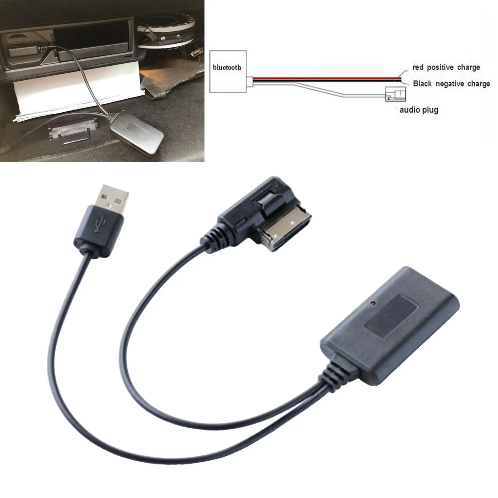 Wireless Car Audio Cable Adapter Bluetooth Music Interface Replacement USB Black Auto Parts Plastic Fit for Audi A4 A5 A6 A8 Q7 