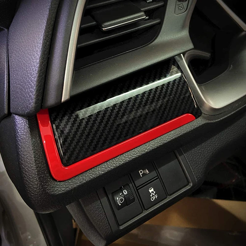 Car Dashboard Frame Strip Red Trim Mouldings for Honda Civic 10th Gen 2016 2017 2018 2019 2020 2021 Accessories Interior Parts view 3