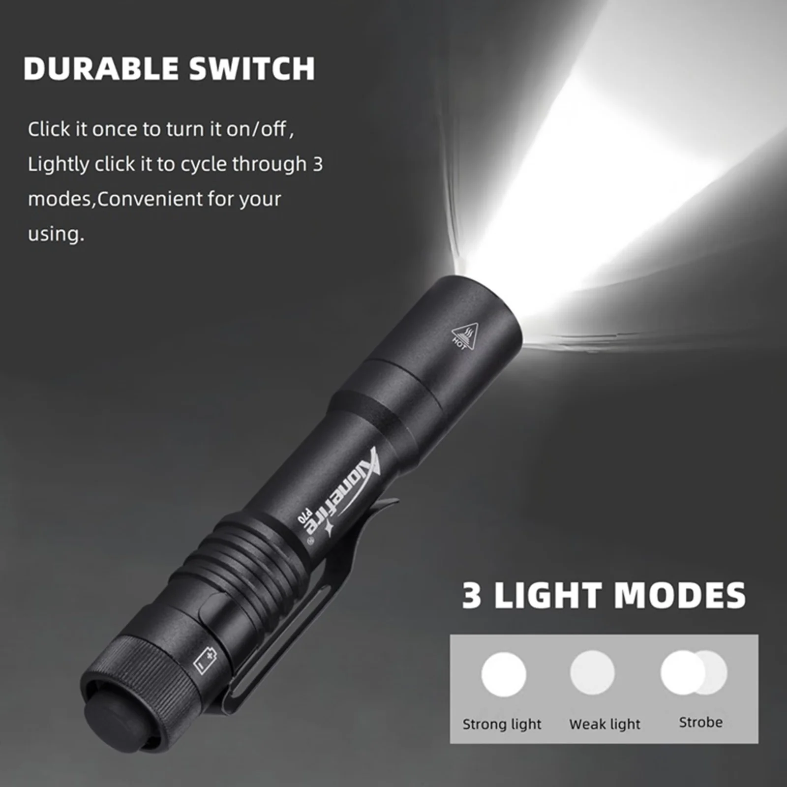 Alonefire P70 3W Portable Mini Small Penlight Flashlight Aluminum Alloy Torch Outdoor Hiking Travel Fishing Work Emergency Light view 5