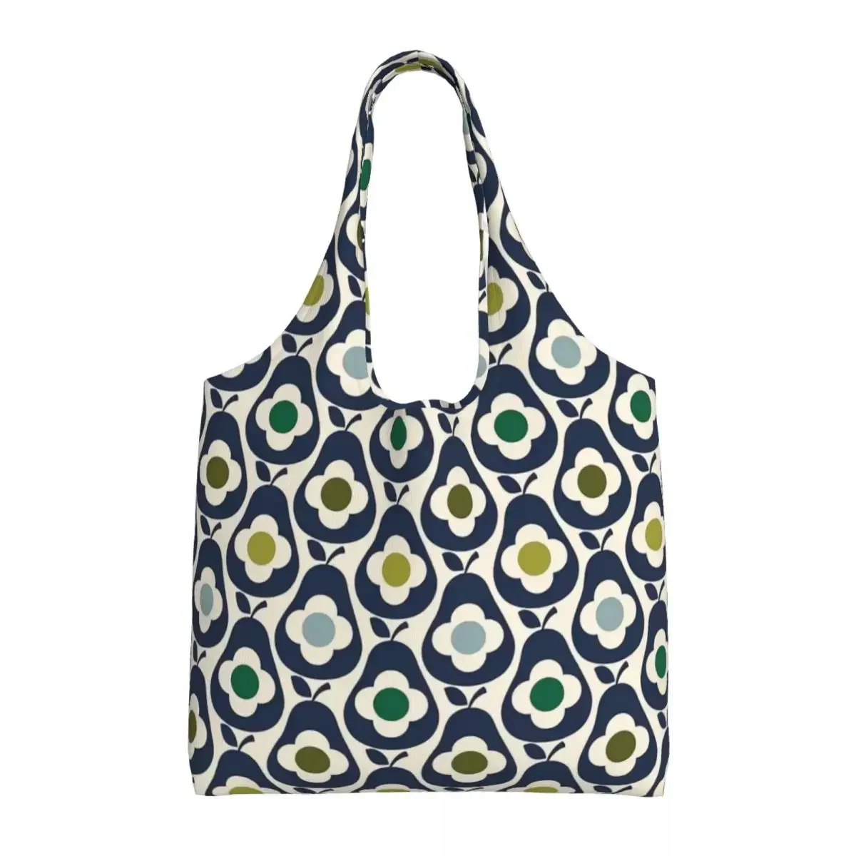 Custom Apples And Pears Grocery Shopping Bags Canvas Shopper Tote Shoulder Bags Big Capacity Portable Orla Kiely Bags Handbags