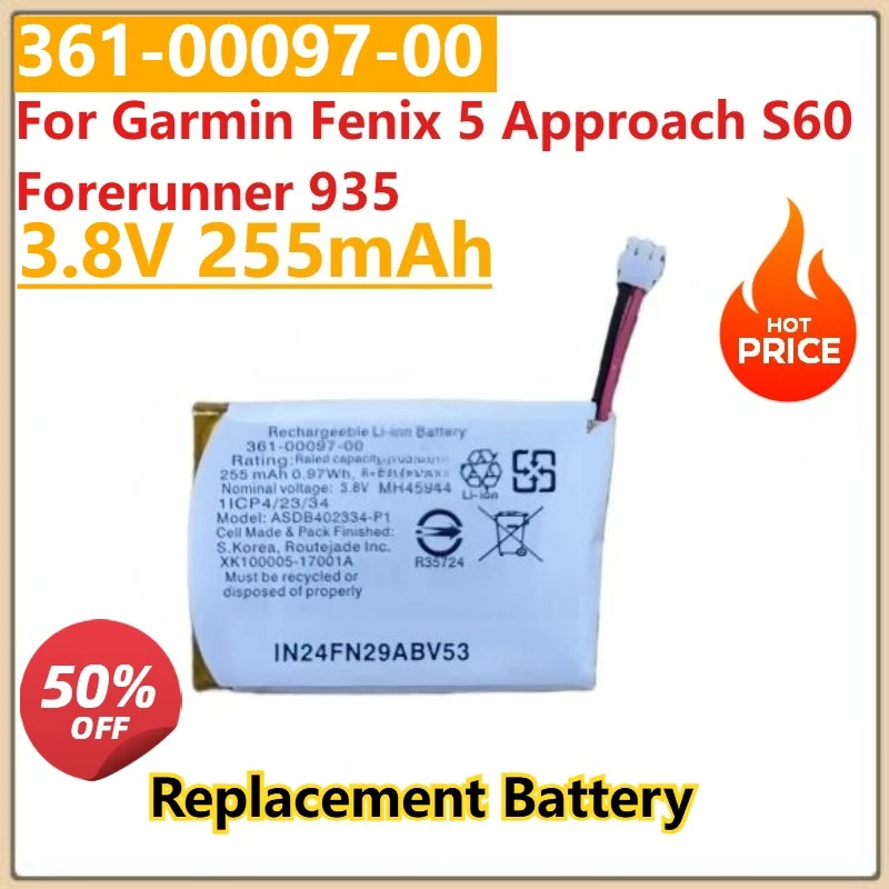 

New 3.8V 255mAh Smartwatch Battery 361-00097-00 For Garmin Fenix 5 Approach S60 Forerunner 935 + Free Tools