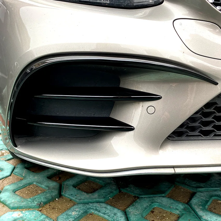 For Mercedes C Class W205 S205 A205 C205 C200 C220d C300 2018-2021 Car Front Bumper Lip Splitter Fog Light Trim
