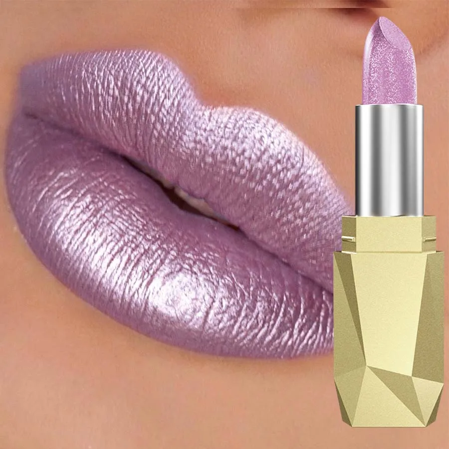 1 PC Glitter Shiny Metallic Lipstick Pearlescent Lip Tint,Long Lasting Lip Matte Lip Makeup Gifts for Women Lip Oil Cosmetic