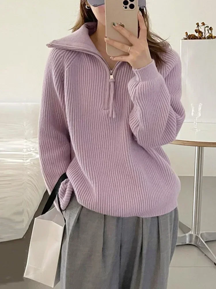 

Autumn Casual Thick Warm Sweater Knitted Pullovers for Women Long Sleeve Turtleneck Pullover Female Solid Color Winter Sweaters
