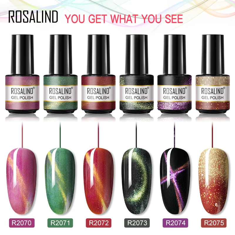 ROSALIND Nail Gel Polish Temperature Changing Thermal Vernis Semi Permanent Base Top Coat Manicure Cat Eyes UV Gel Nail Polish