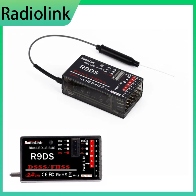 RadioLink R9DS 2.4G 9CH DSSS & FHSS Receiver for RadioLink AT9 AT10 Transmitter RC Multirotor Support For S-BUS PWM