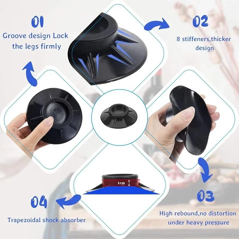 1/4Pcs Anti Vibration Feet Pads Rubber Legs Slipstop Silent Skid Raiser Mat For Washing Machine Support Dampers Stand Non-Slip