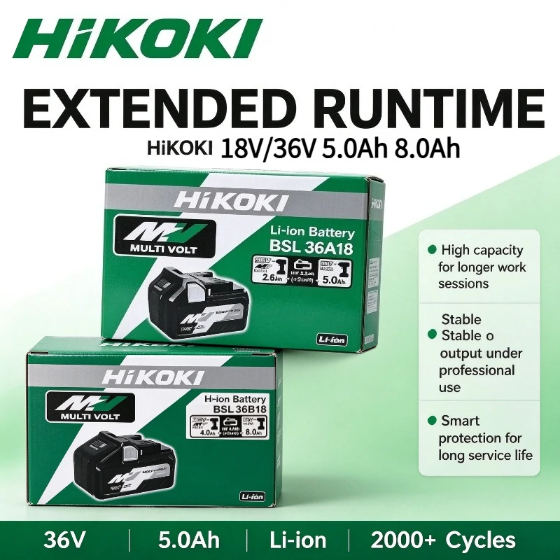 HiKOKI BSL36A18 Battery 18V/36 5.0Ah Li-ion Battery,Built-in Multi-layer Safety Protection,For Hitachi Drill Grinder Power Tools