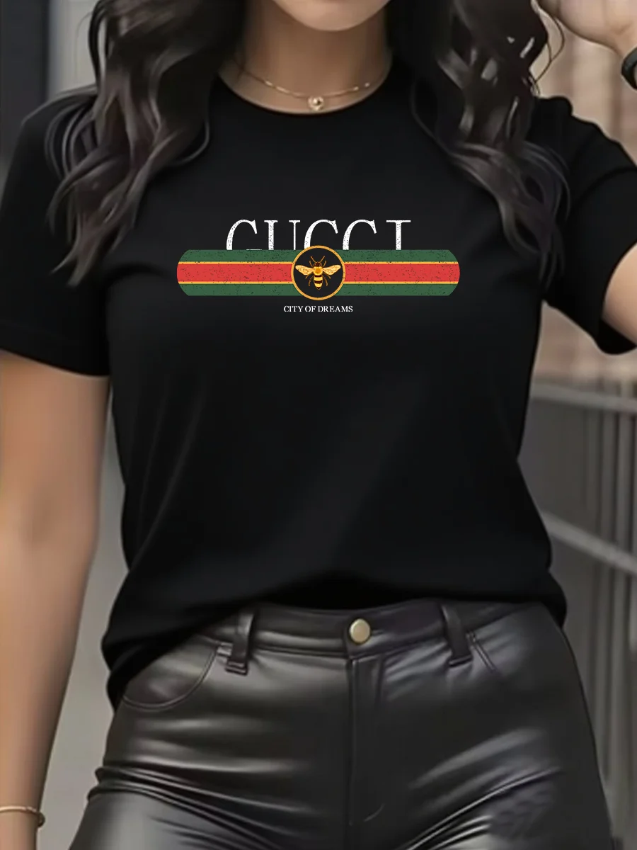 2026 Women's Sporty Casual Print T-Shirt – Breathable, Moisture-Wicking, Lightweight, Soft Round Neck Short Sleeve Top