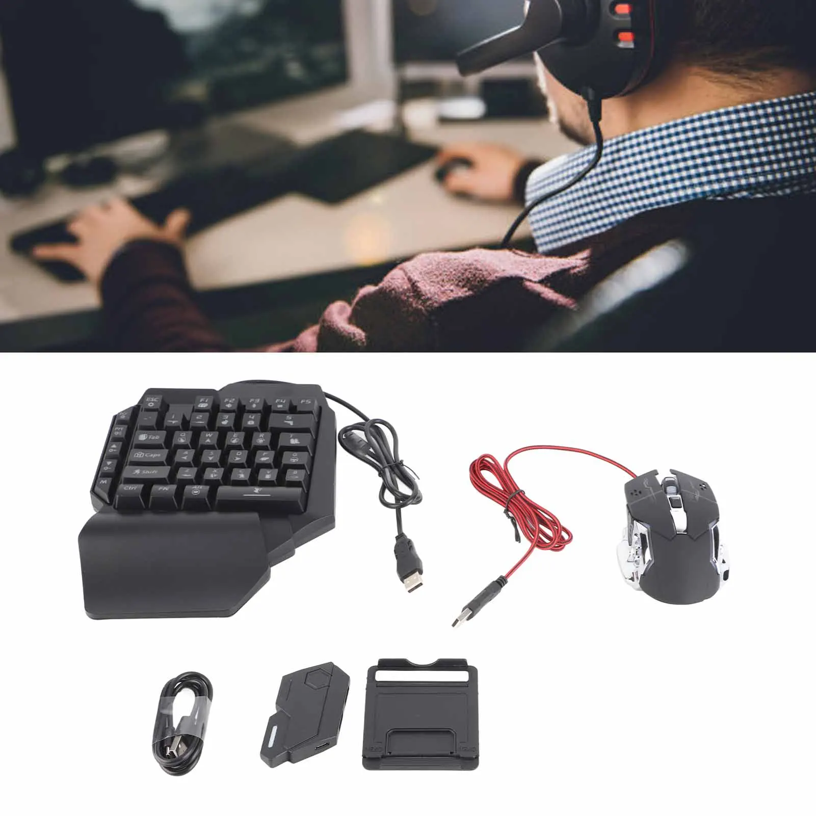 

Mechanical Feeling Gaming Keypad Mouse USB BT5.0 Gaming Keyboard Mouse Half Hand Drive for Mobile Phone for Entertainment