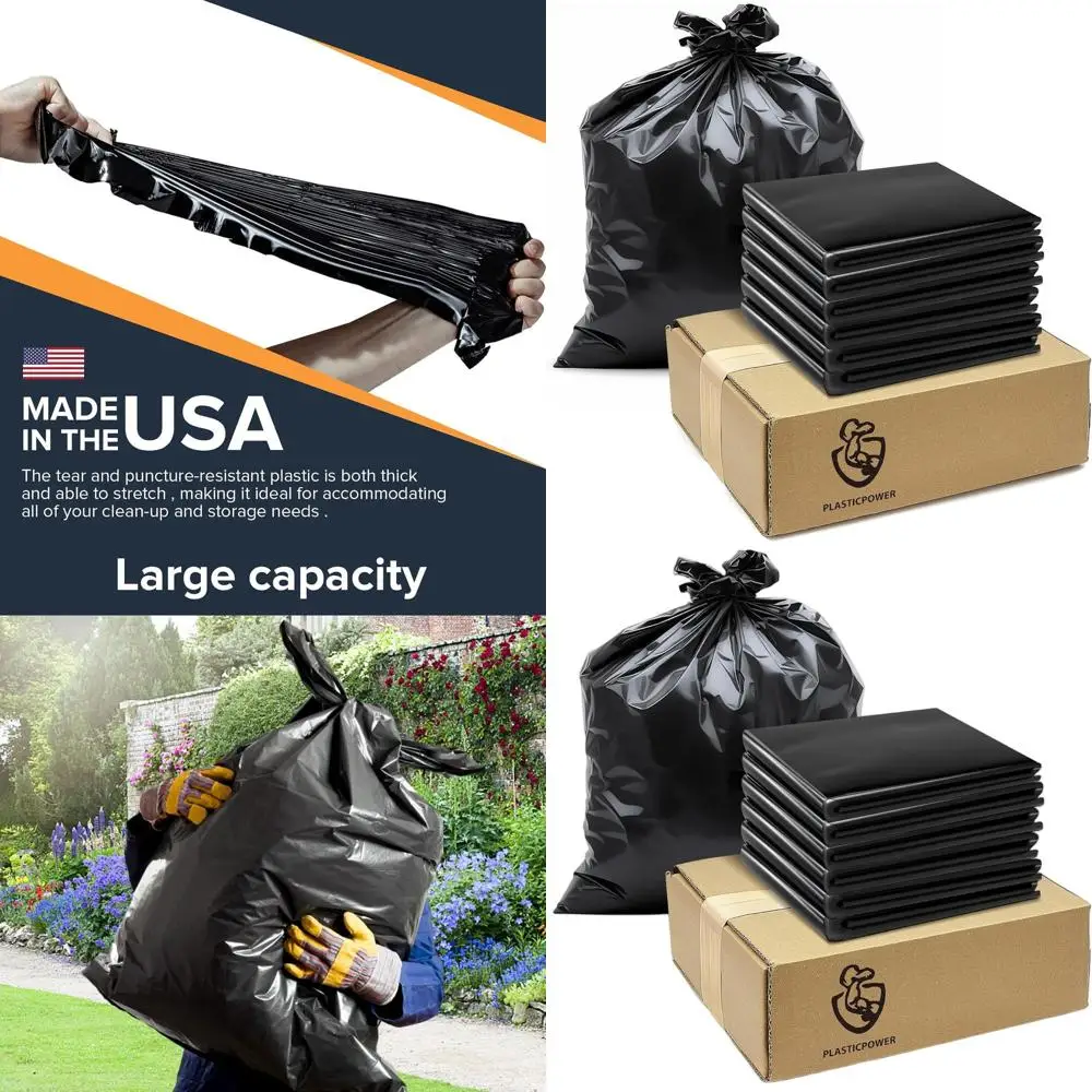 

Heavy-Duty 55-60 Gallon Trash Bags, 2 Mil Thick, Leak-Proof, Ultra Durable, Black - Ideal for Yard Waste, Kitchen, Commercial Us