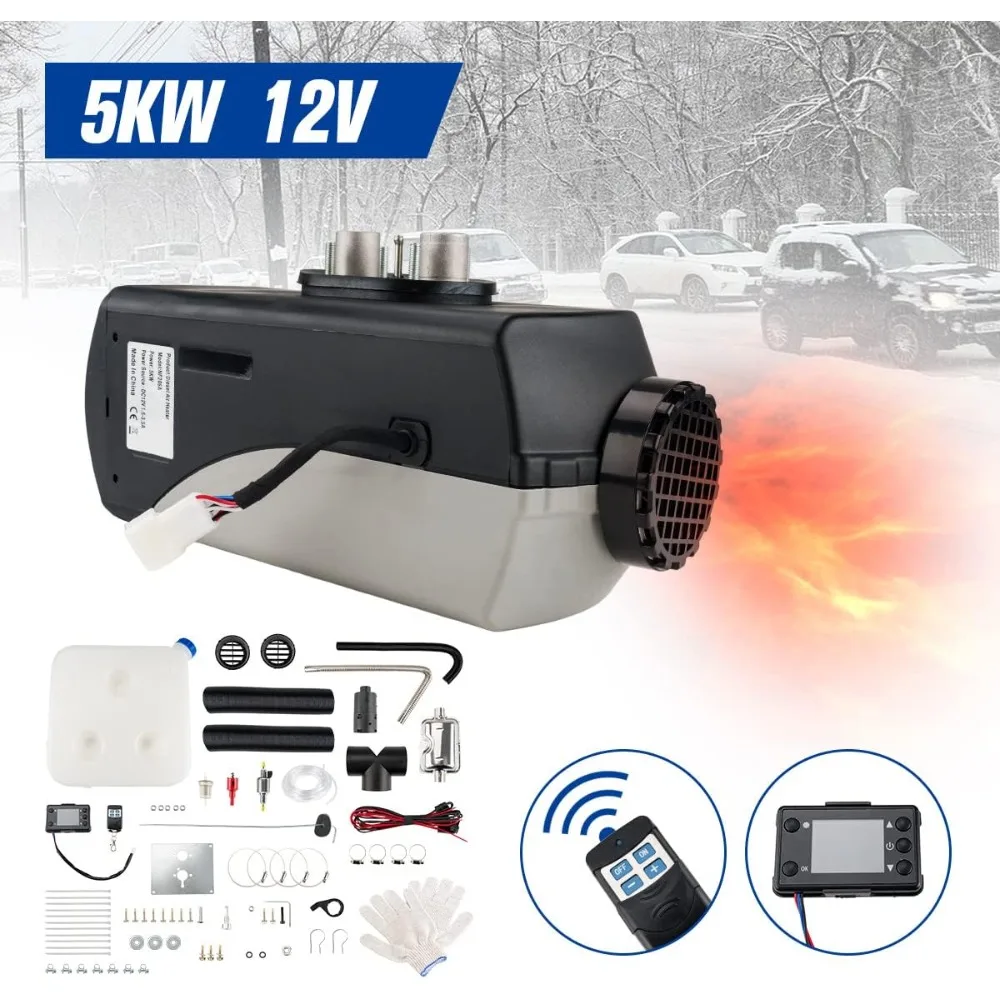 KAC 8KWディーゼルヒーター 12Vディーゼルエアヒーター 10Lタンク ディーゼルパーキングヒーター リモコンとLCDスクリーン付き、急速加熱 低N