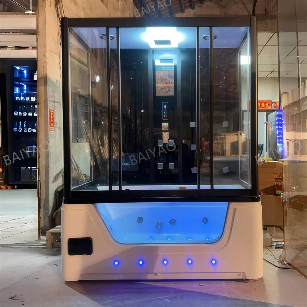 Ducha de vapor de lujo para baño, Sauna de vapor multifuncional con hidromasaje Yacuzz Spa para 2 personas, cabina de ducha Hidroshower