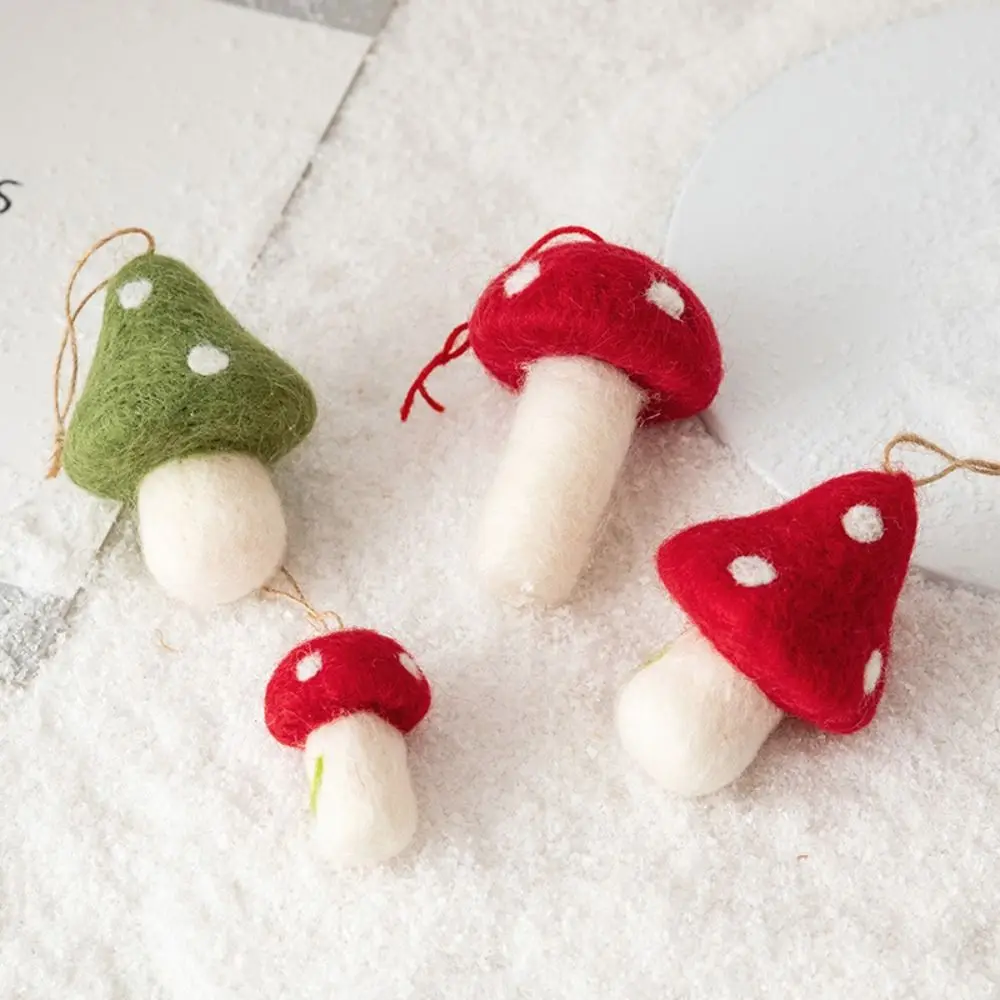 3pcs Wool Felt Decoration Mushroom Christmas Pendant Plush Pendant  DIY Handmade Accessories Hanging  Decor Fireplace Tag Gift