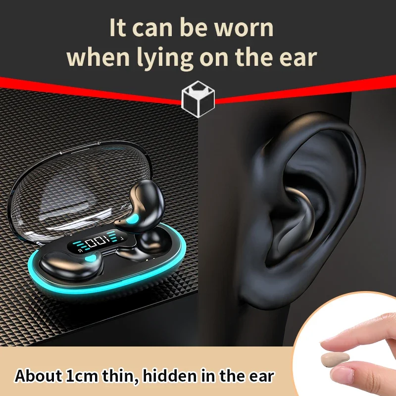 

IPX5 Waterproof Mini Hidden Headphones In Ear Wireless Bluetooth Earbuds with Mic HIFI Music Headset Sleep Invisible Earphone