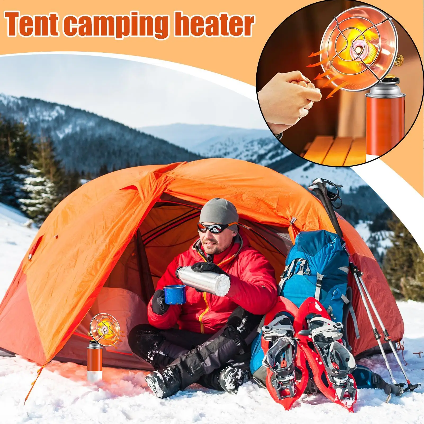 Tragbare kabellose Zelt-Campingheizung, sichere Heizung für den Außenbereich für Terrasse, Zelt, Garage, Eisfischen und Rucksackreisen, Campingheizung