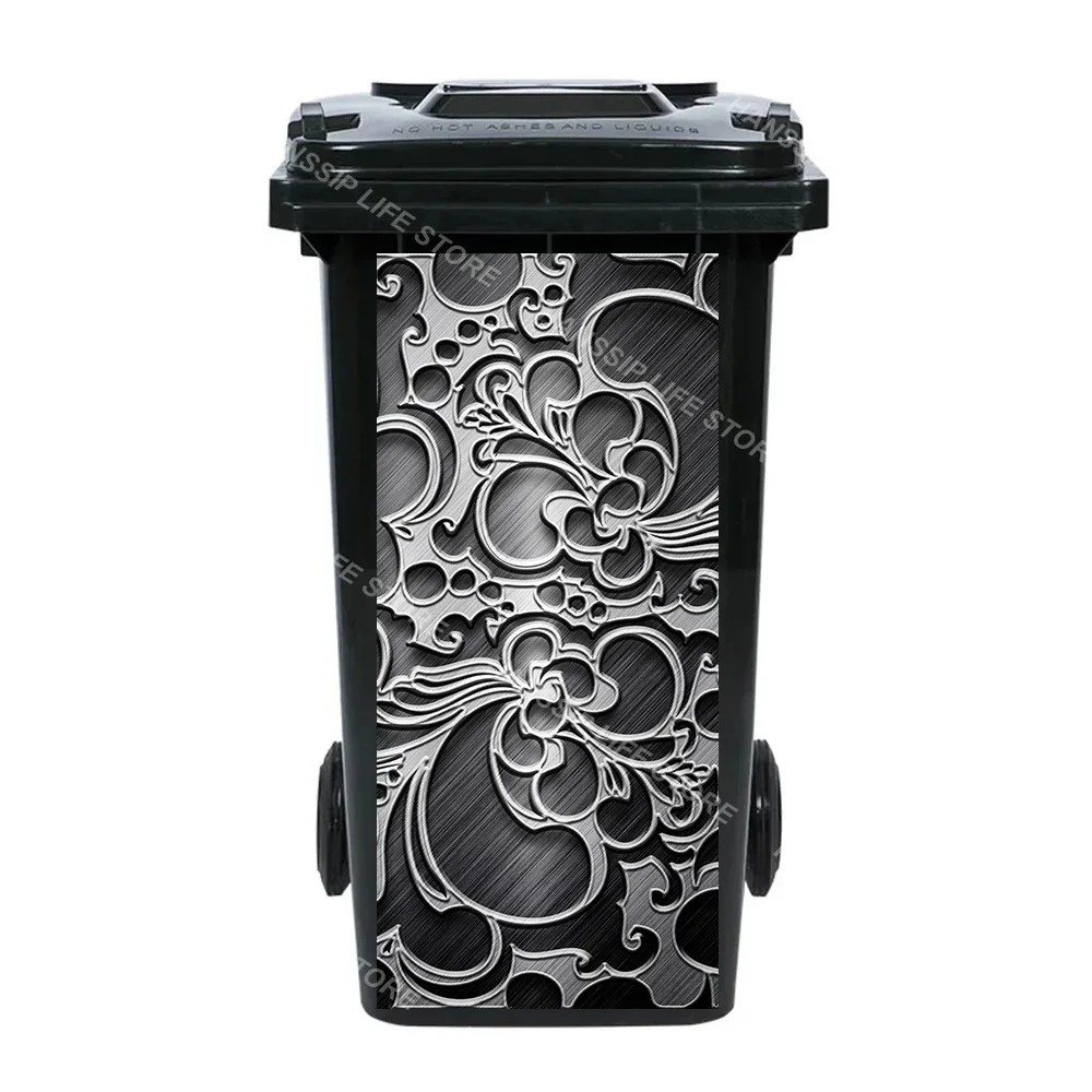 British Style Retro Graffiti Trash Can Sticker Removable Waterproof Outdoor Wheeled Sanitation Trash Can Decorative Sticker