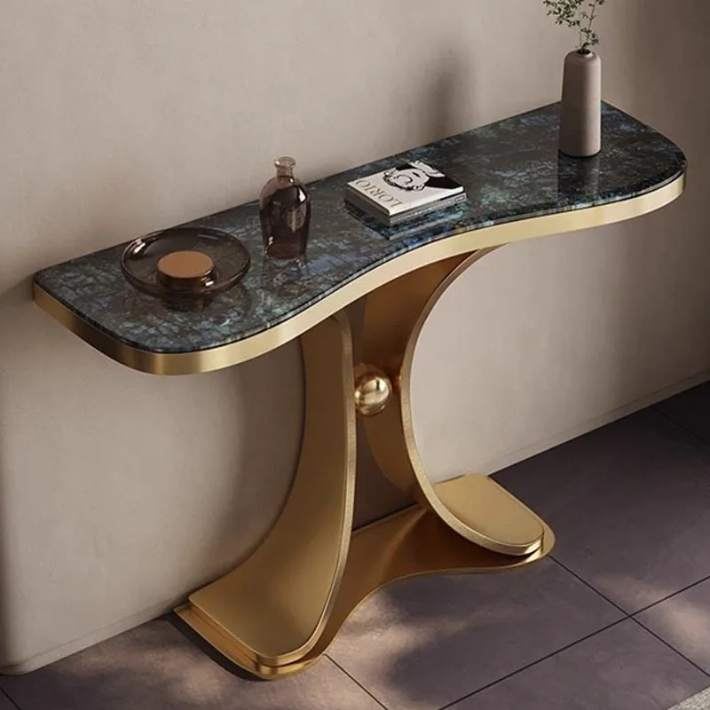 against the wall Entrance cabinet Modern light luxury foyer Luxury stone end view table Shelf entrance entrance table