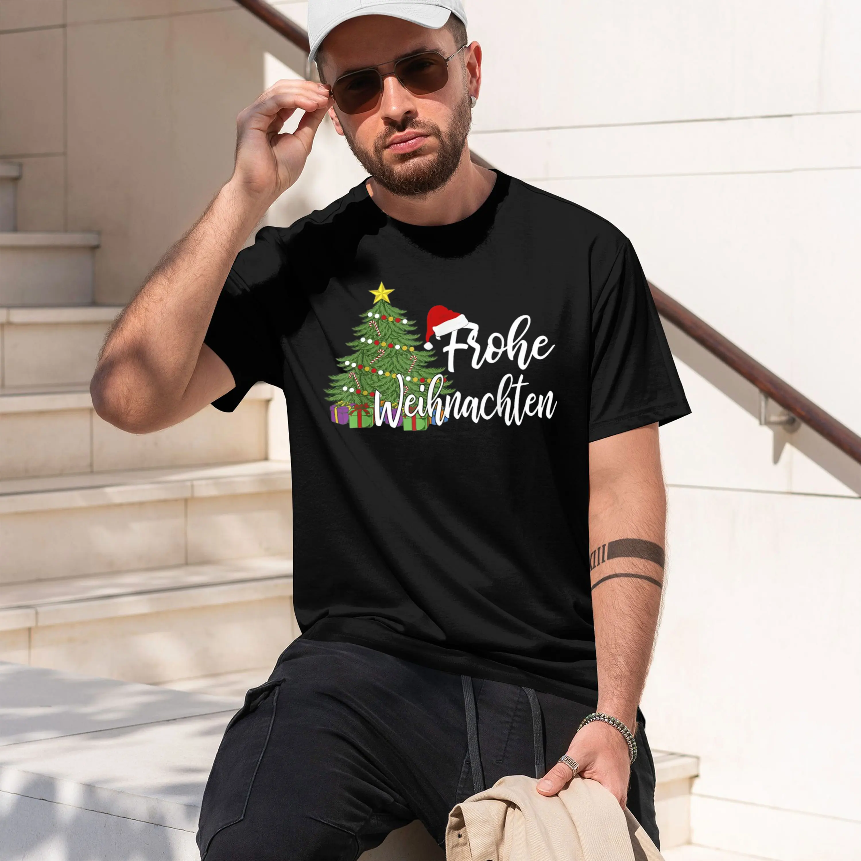 German ing Present Merry ristmas Frohe Weihnaten T-Shirt Unisex Summer Streetwear Camiseta Hombre 2026 New Model Men’s Short-sle