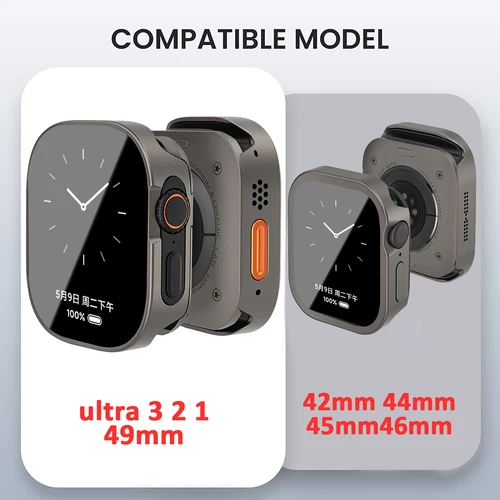 Imagen 2 del producto Funda de aleación de aluminio para Apple Watch Ultra 3, 2, 49mm, 46mm, 45mm, 44mm, 42mm, cobertura de Metal resistente al agua, serie Iwatch 11 10 9 8 7 6 SE