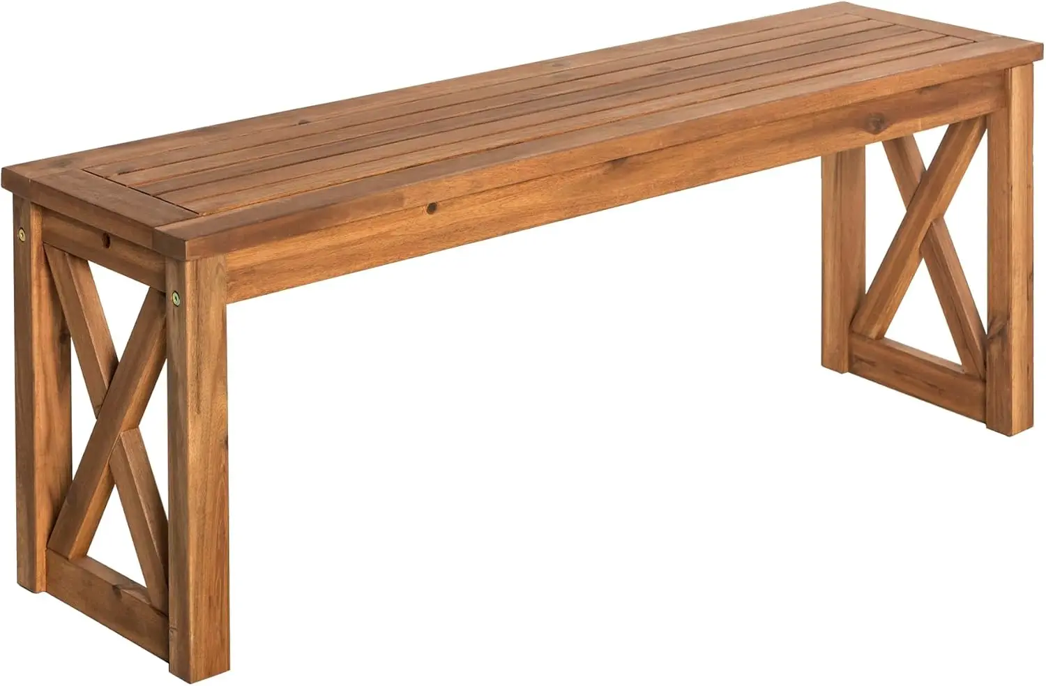 Roanoke Modern Solid Acacia Wood X Frame Outdoor Bench, 52 Inch