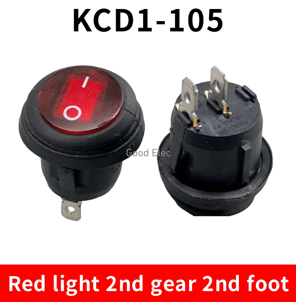 1pcs On-Off KCD1-105 3Pin 12V 220V Green Red Blue Yellow Round Boat Car Rocker Waterproof Switch Light